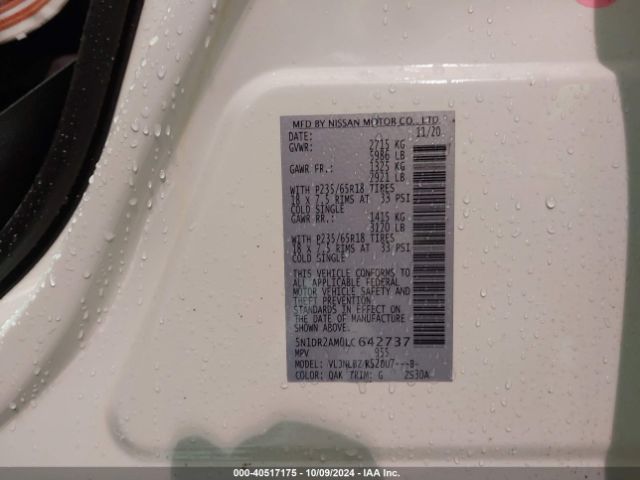 5N1DR2AM0LC642737 Nissan Pathfinder S 4wd