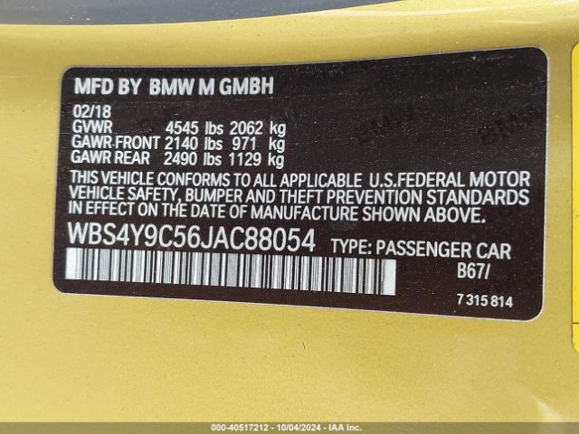 WBS4Y9C56JAC88054 BMW M4