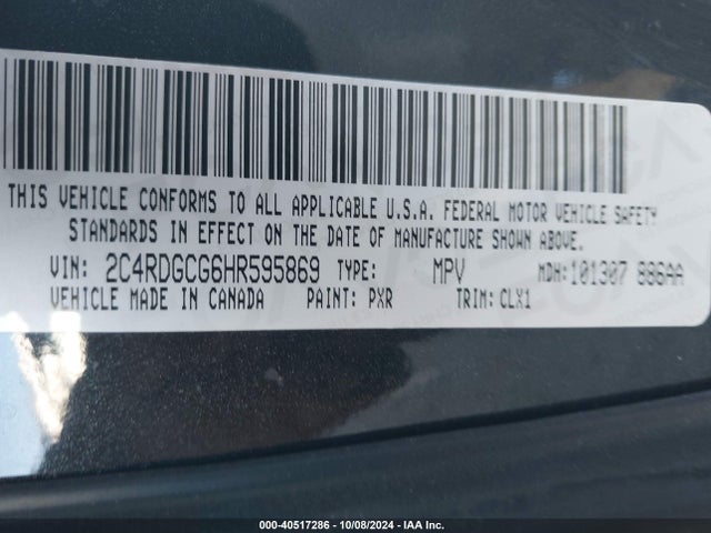 Dodge Grand Caravan Sxt 2017 2C4RDGCG6HR595869 Image 9