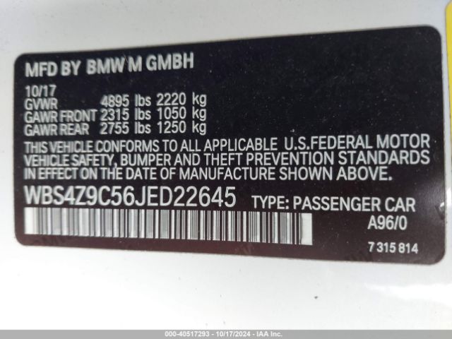 WBS4Z9C56JED22645 BMW M4