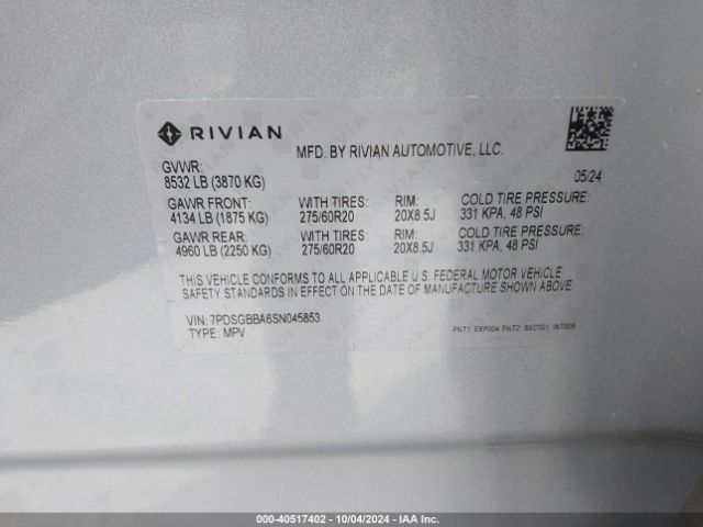 7PDSGBBA6SN045853 Rivian R1s Adventure