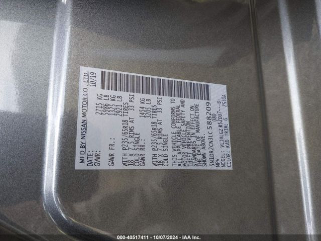 5N1DR2CN3LC588209 Nissan Pathfinder Sl 2wd