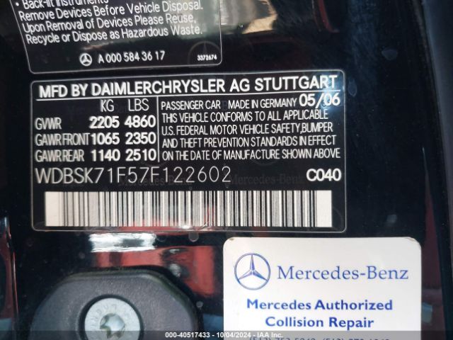 2007 MERCEDES-BENZ SL 550 WDBSK71F57F122602 Photo 8