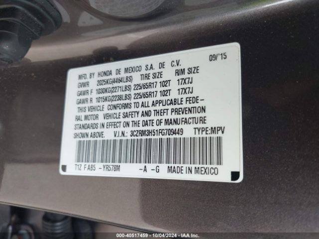 3CZRM3H51FG709449 Honda CR-V EX