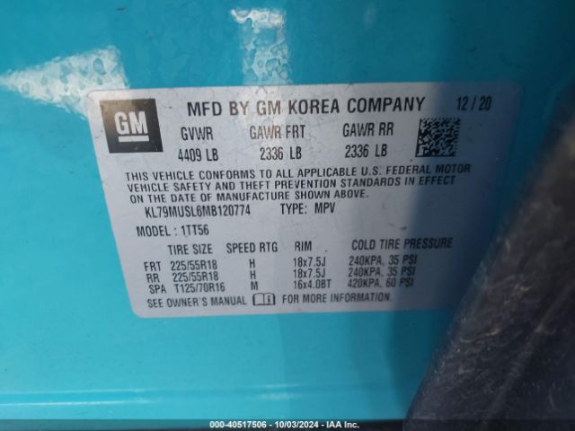 KL79MUSL6MB120774 Chevrolet Trailblazer Awd Rs