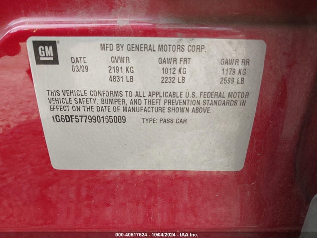 2009 CADILLAC CTS 1G6DF577990165089 Photo 8