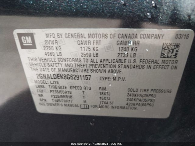 2GNALDEK8G6291157 Chevrolet Equinox Ltz