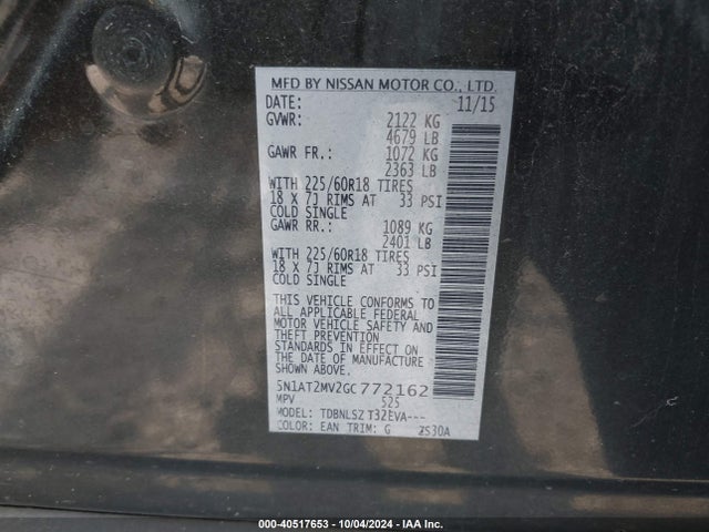 Nissan Rogue Sl 2016 5N1AT2MV2GC772162 Image 9