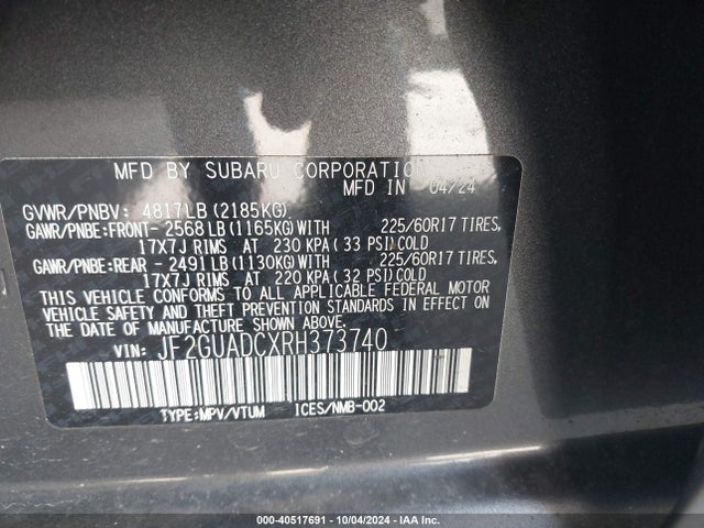 Subaru Crosstrek Premium 2024 JF2GUADCXRH373740 Image 9