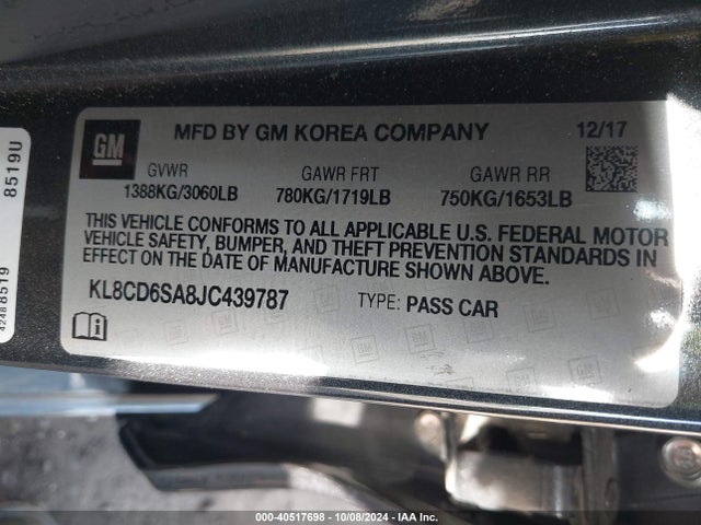 Chevrolet Spark 1lt Cvt 2018 KL8CD6SA8JC439787 Image 9