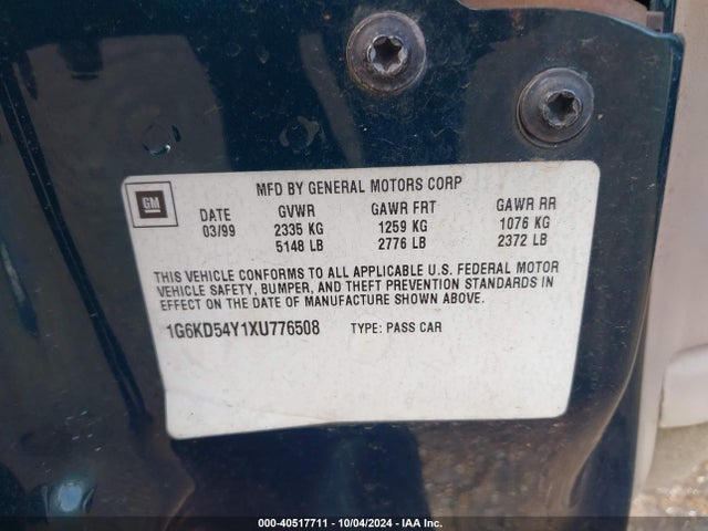 1999 CADILLAC DEVILLE 1G6KD54Y1XU776508 Photo 8