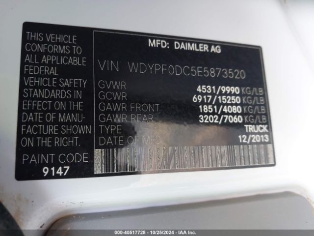 WDYPF0DC5E5873520 Freightliner Sprinter 3500 High Roof