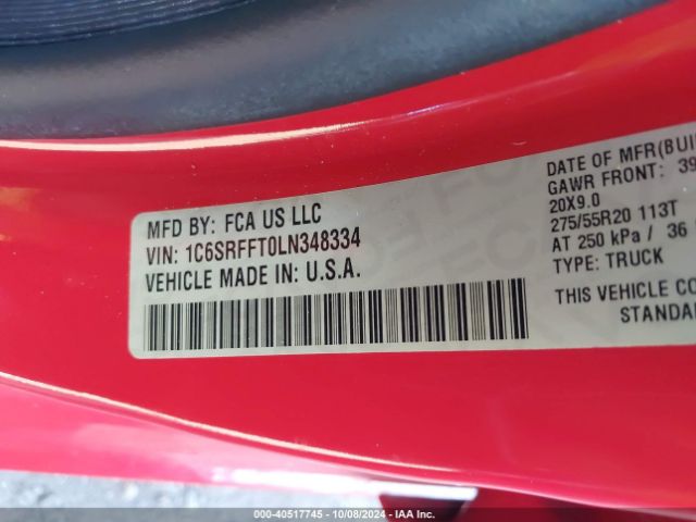 1C6SRFFT0LN348334 RAM 1500 Big Horn  4x4 5'7 Box