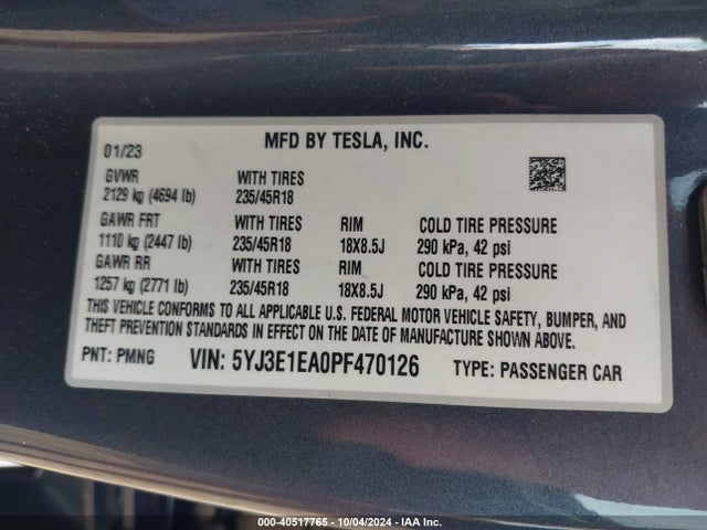 2023 TESLA MODEL 3 5YJ3E1EA0PF470126 Photo 8