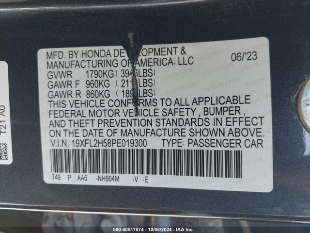 Honda Civic Lx 2023 19XFL2H58PE019300 Image 9