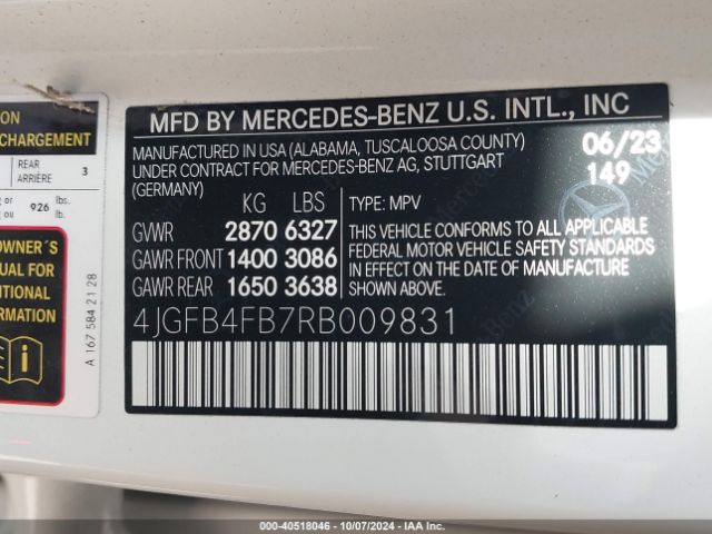 4JGFB4FB7RB009831 Mercedes-Benz Gle 350 4matic