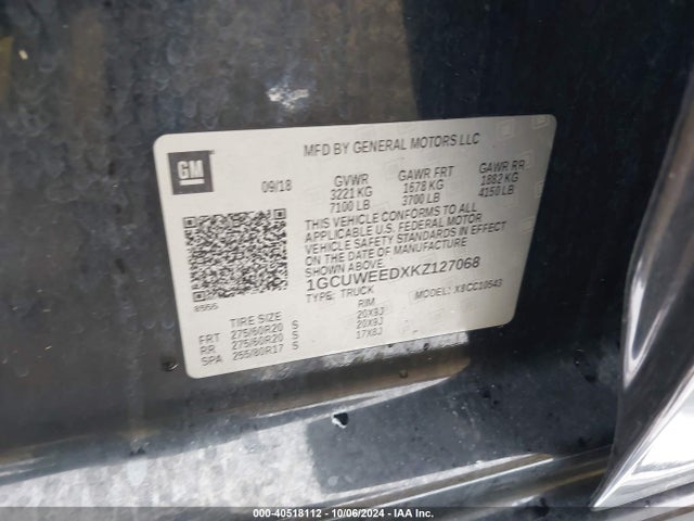 Chevrolet Silverado 1500 Ltz 2019 1GCUWEEDXKZ127068 Image 9