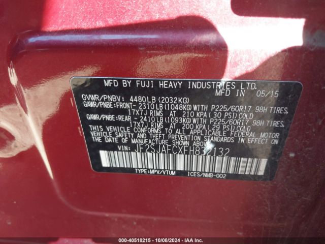 JF2SJAFCXFH832132 Subaru Forester 2.5i Premium