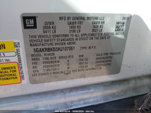 5GAKRBKD3HJ107061 Buick Enclave Leather
