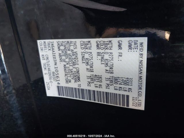 1N6AA1ED3PN105614 Nissan Titan Pro-4x 4x4