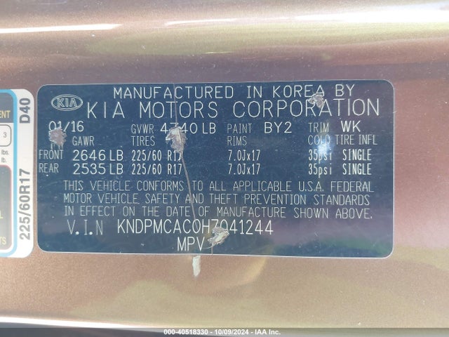 KIA Sportage Lx 2017 KNDPMCAC0H7041244 Image 9