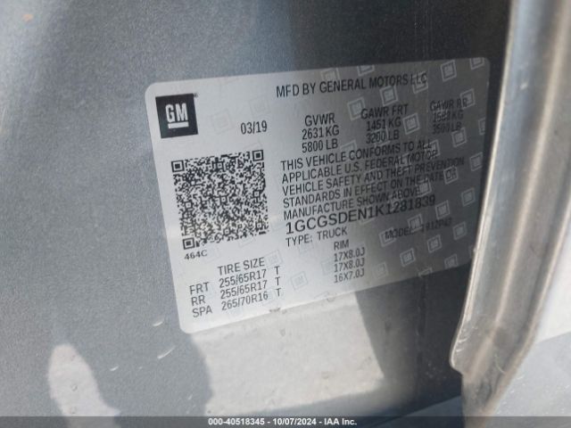 1GCGSDEN1K1281839 Chevrolet Colorado Z71