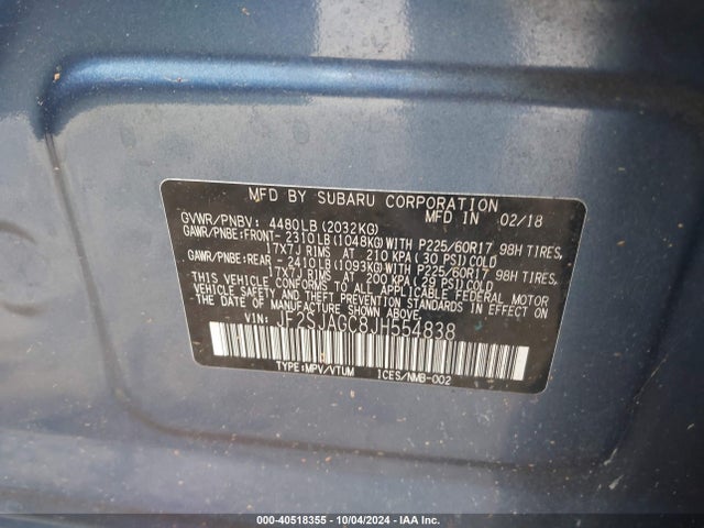 Subaru Forester 2.5i Premium 2018 JF2SJAGC8JH554838 Image 9