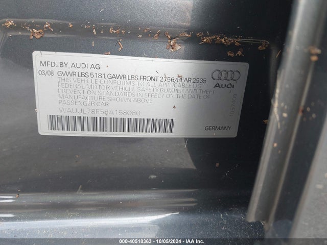 2008 AUDI S4 WAUUL78E58A158080 Photo 8