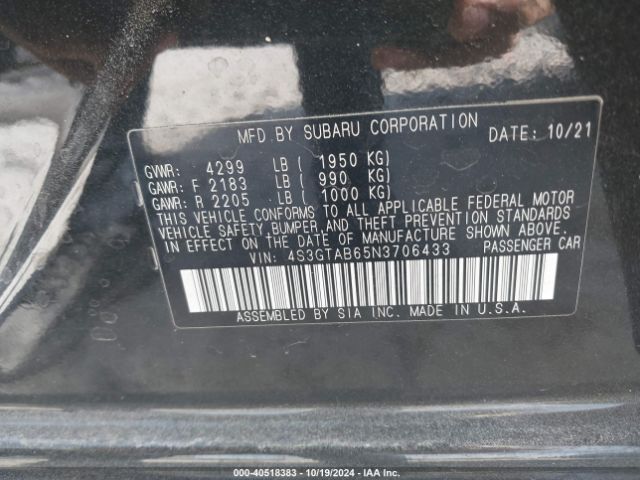 4S3GTAB65N3706433 Subaru Impreza Base 5-door