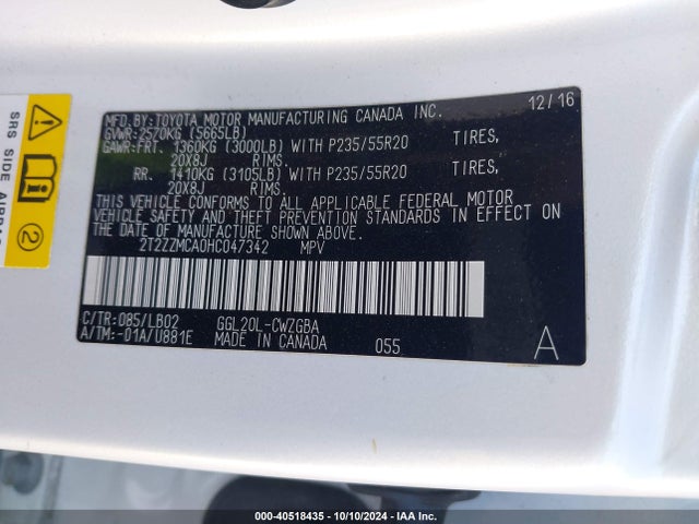 Lexus RX 350 2017 2T2ZZMCA0HC047342 Image 9