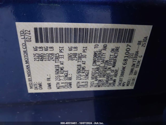 Nissan Rogue Sv Intelligent Awd 2022 5N1BT3BB6NC681007 Image 9