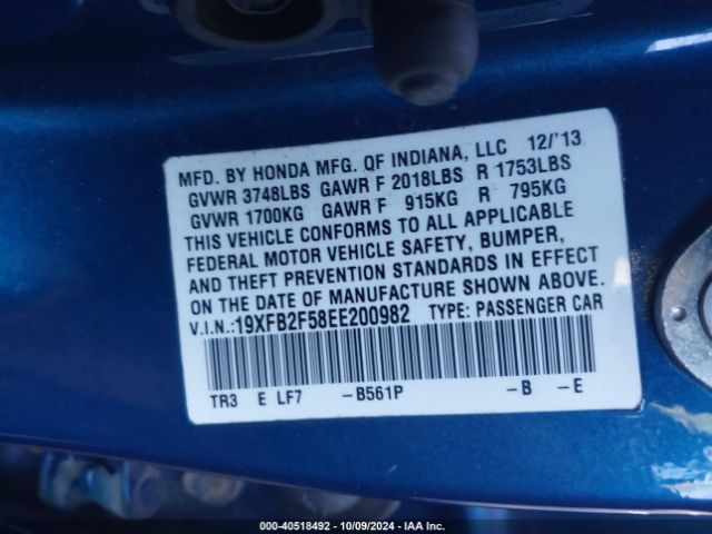 19XFB2F58EE200982 Honda Civic Lx