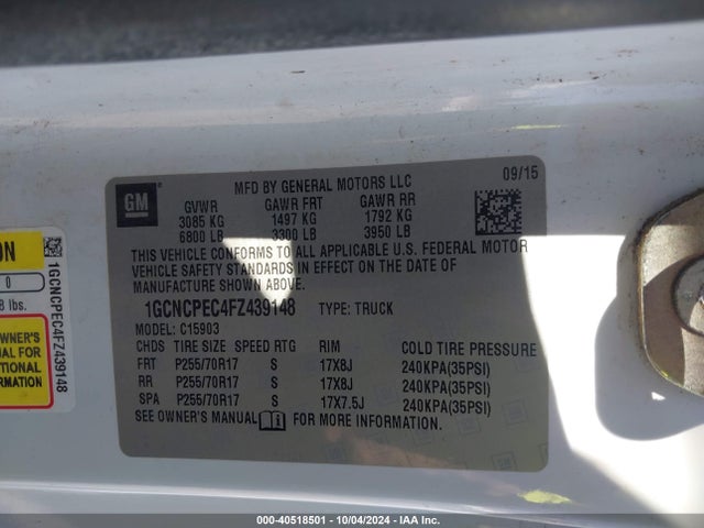 Chevrolet Silverado C1500 2015 1GCNCPEC4FZ439148 Image 9