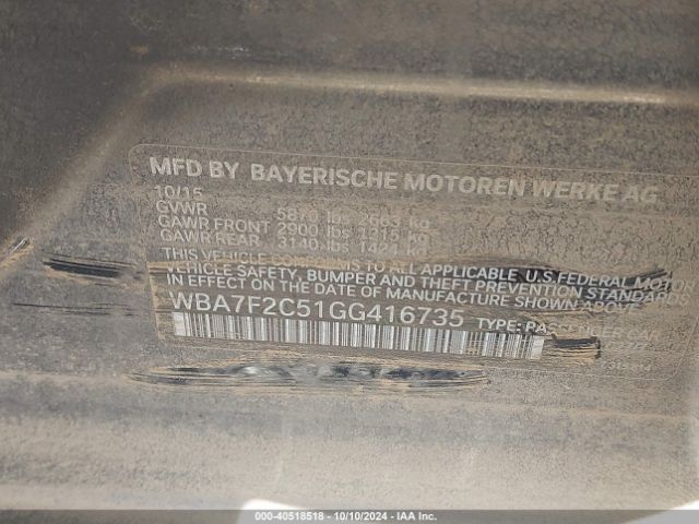 WBA7F2C51GG416735 BMW 750i Xdrive