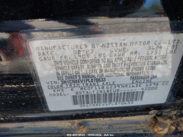 3N1CN8EV1PL870633 Nissan Versa 1.6 Sv Xtronic Cvt