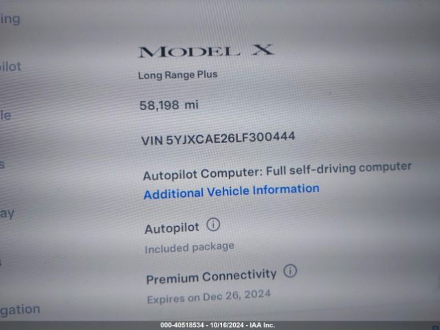 5YJXCAE26LF300444 Tesla Model X Long Range Dual Motor All-wheel Drive/long Range Plus Dual Motor All-wheel Drive