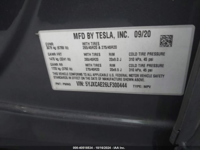 5YJXCAE26LF300444 Tesla Model X Long Range Dual Motor All-wheel Drive/long Range Plus Dual Motor All-wheel Drive