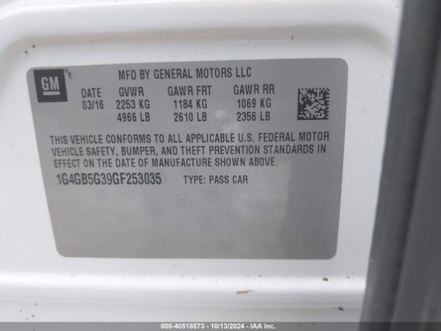 1G4GB5G39GF253035 Buick Lacrosse Leather