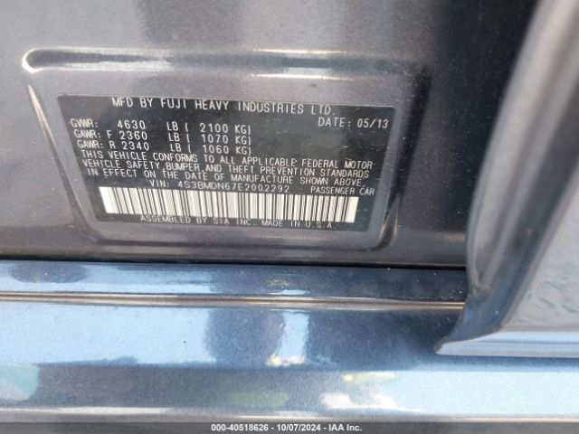 4S3BMDN67E2002292 Subaru Legacy 3.6r Limited