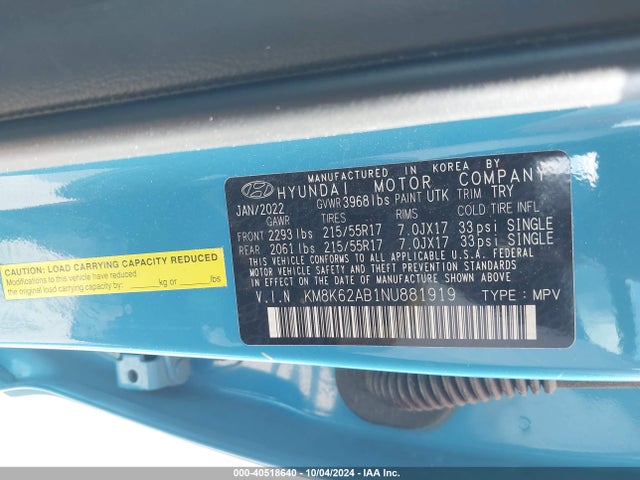 Hyundai Kona Sel 2022 KM8K62AB1NU881919 Image 9