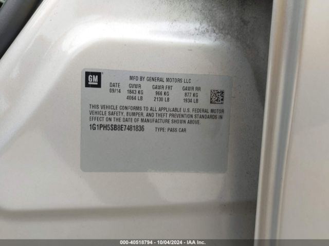1G1PH5SB8E7481836 Chevrolet Cruze Eco Auto