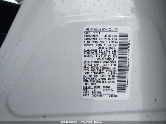 Nissan Rogue Select S 2014 JN8AS5MV4EW702302 Image 9