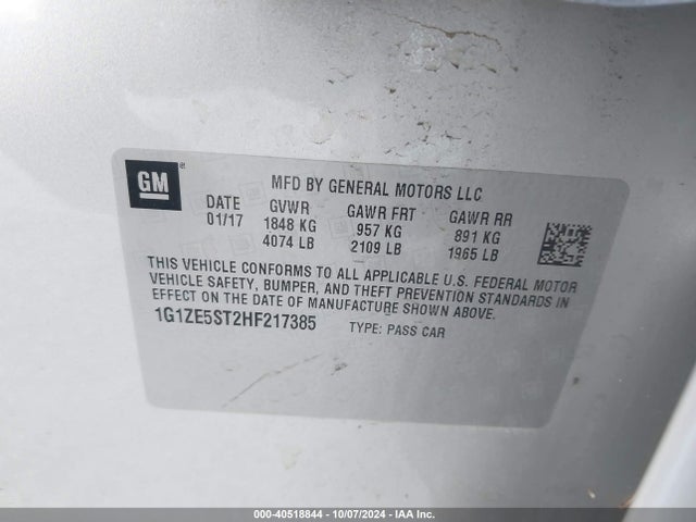 Chevrolet MALIBU 1LT 2017 1G1ZE5ST2HF217385 Image 9