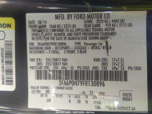 3FA6P0H79FR130896 Ford FUSION SE