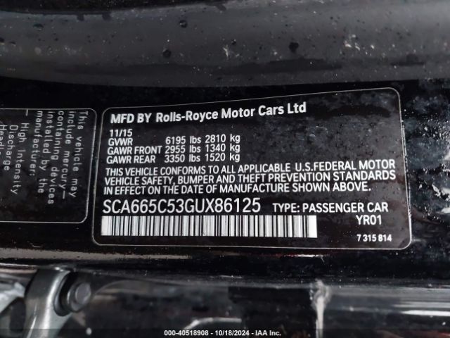 SCA665C53GUX86125 Rolls-Royce Wraith
