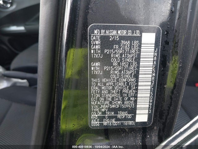 Nissan JUKE S 2015 JN8AF5MR3FT509973 Image 9