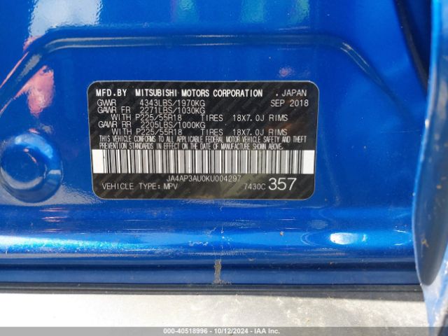 JA4AP3AU0KU004297 Mitsubishi Outlander Sport 2.0 Es