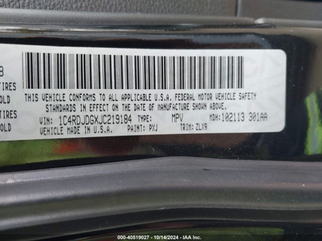 1C4RDJDGXJC219184 Dodge Durango Gt Awd