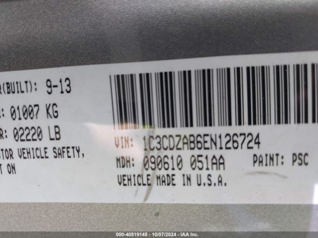 1C3CDZAB6EN126724 Dodge AVENGER SE