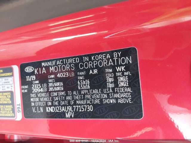 KIA SOUL LX 2020 KNDJ23AU9L7715730 Image 9